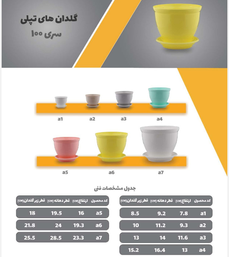 گلدان تپلی قطر۹سانت ارتفاع۷سانت سایزیک ۴۸عددی
